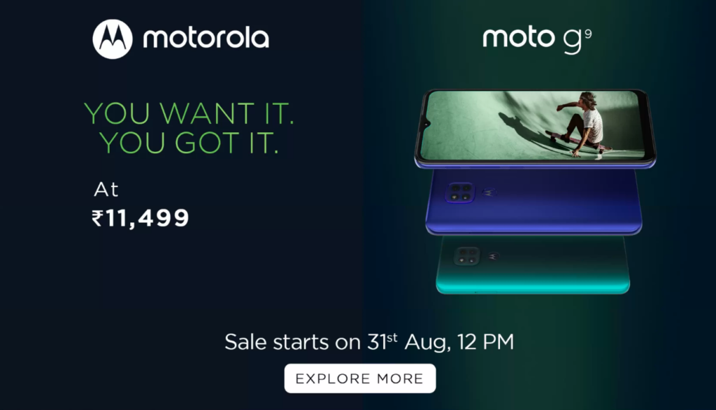 Moto G9 Flipkart India Price