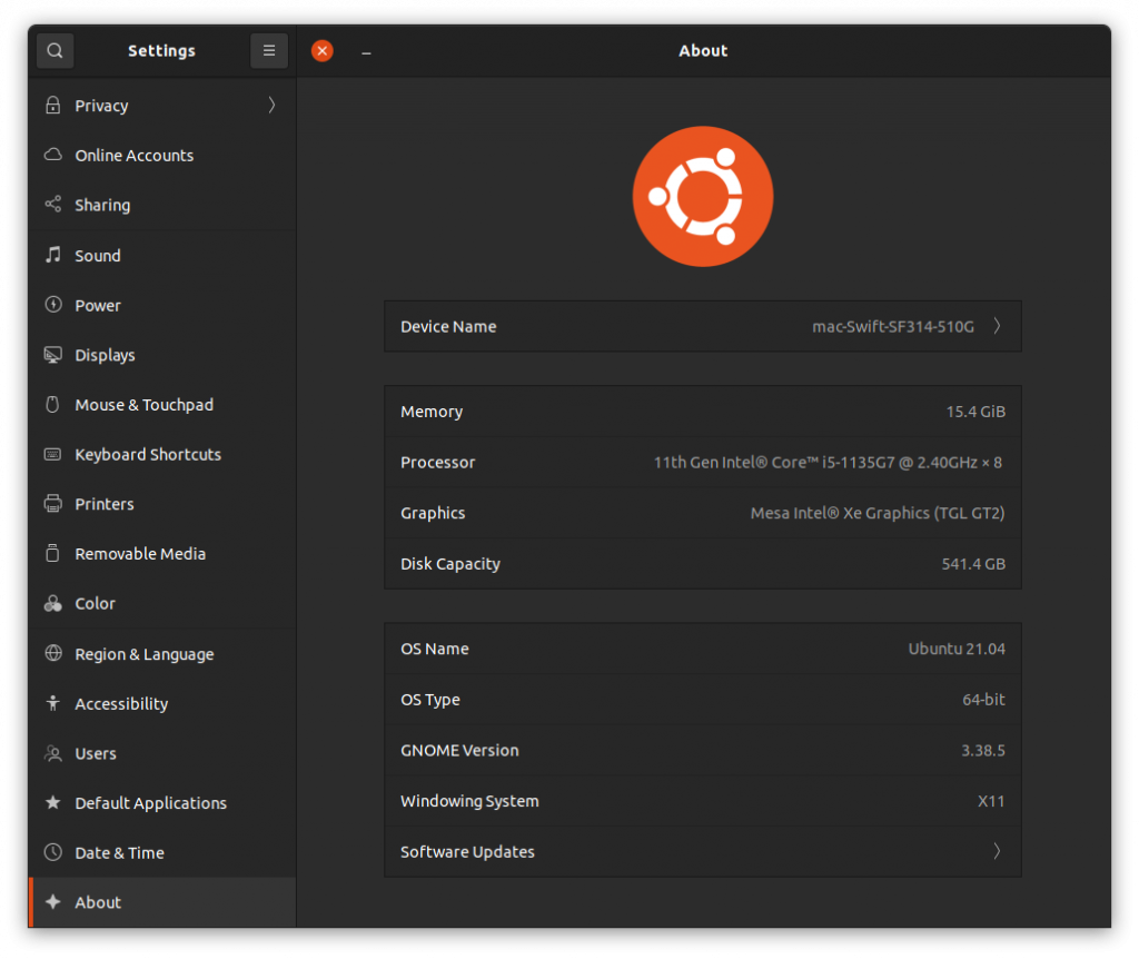 Installing Ubuntu 21.04 Linux on Acer Swift 3X SF314-510G Iris Xe Max GPU