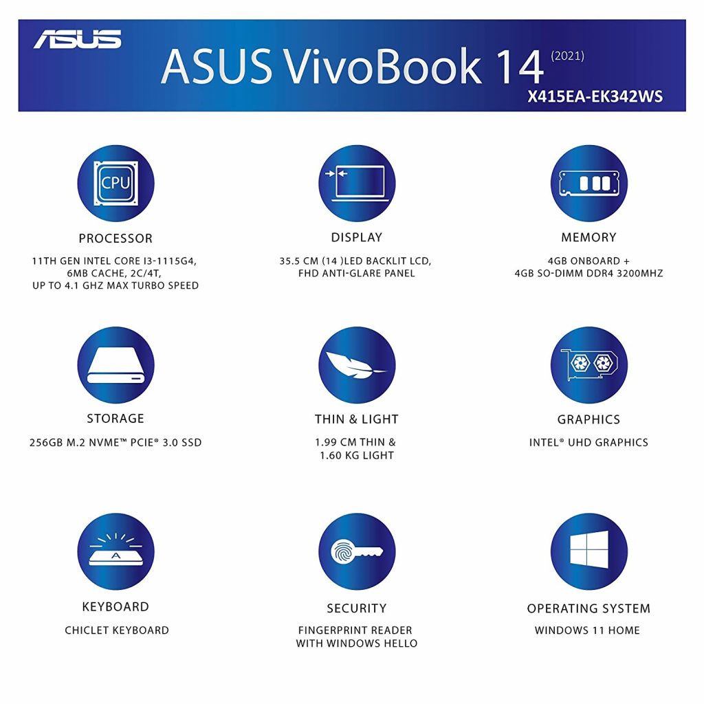 ASUS VivoBook 14 X415EA EK342WS Specs