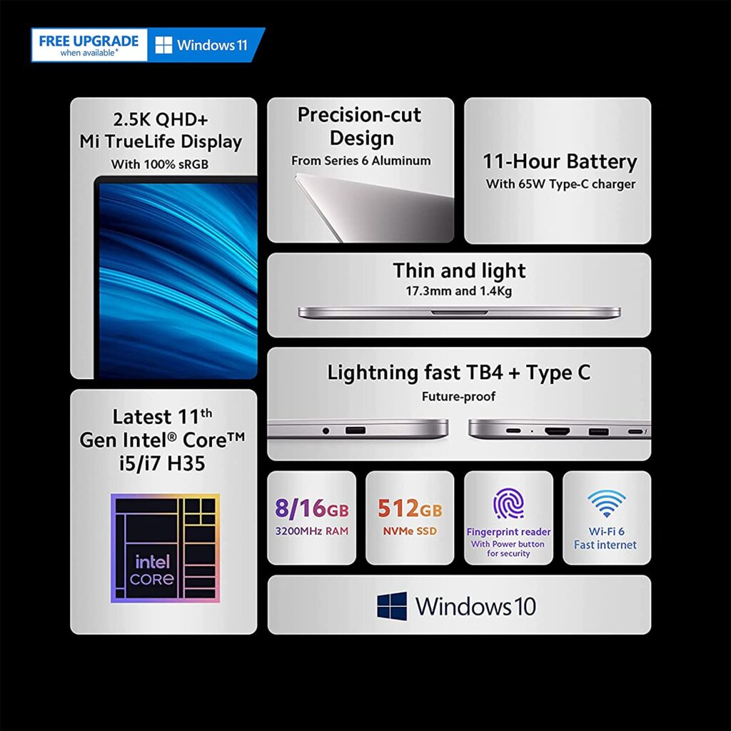 Mi Notebook Pro QHD+ ‎XMA2006-FK Specs and Features