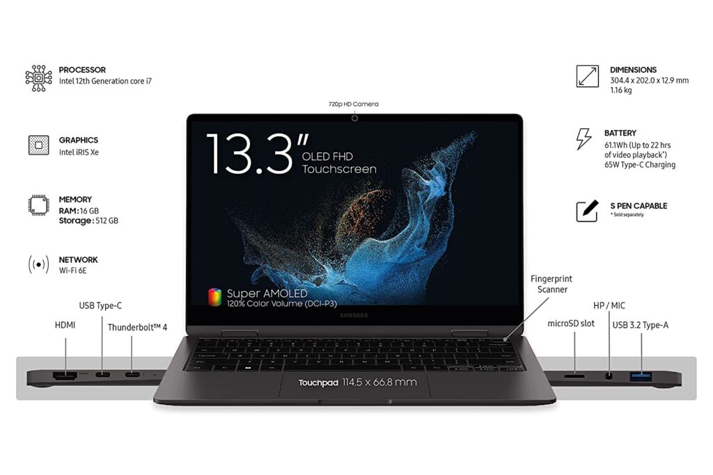 Samsung Galaxy Book 2 360 NP730QED-KA1IN Specs and Features