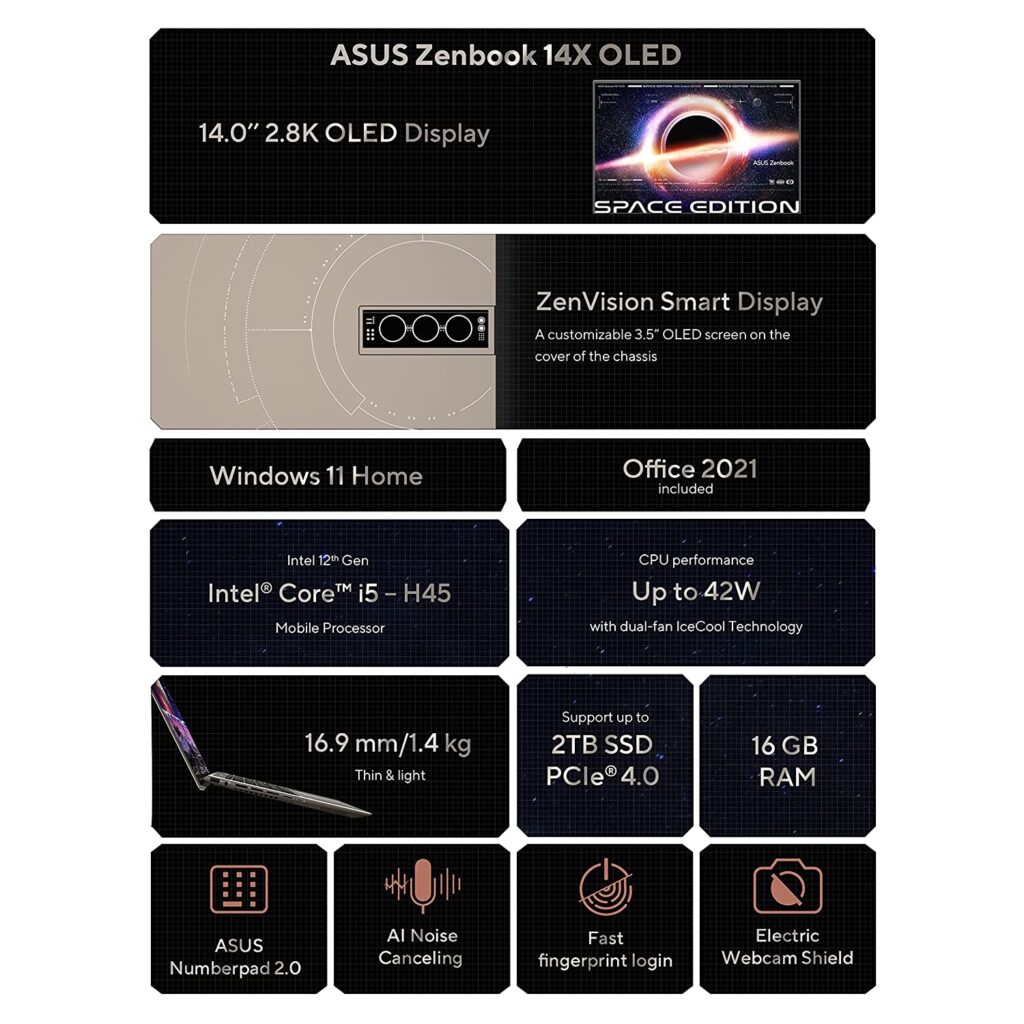 ASUS Zenbook 14X OLED UX5401ZAS KN521WS features