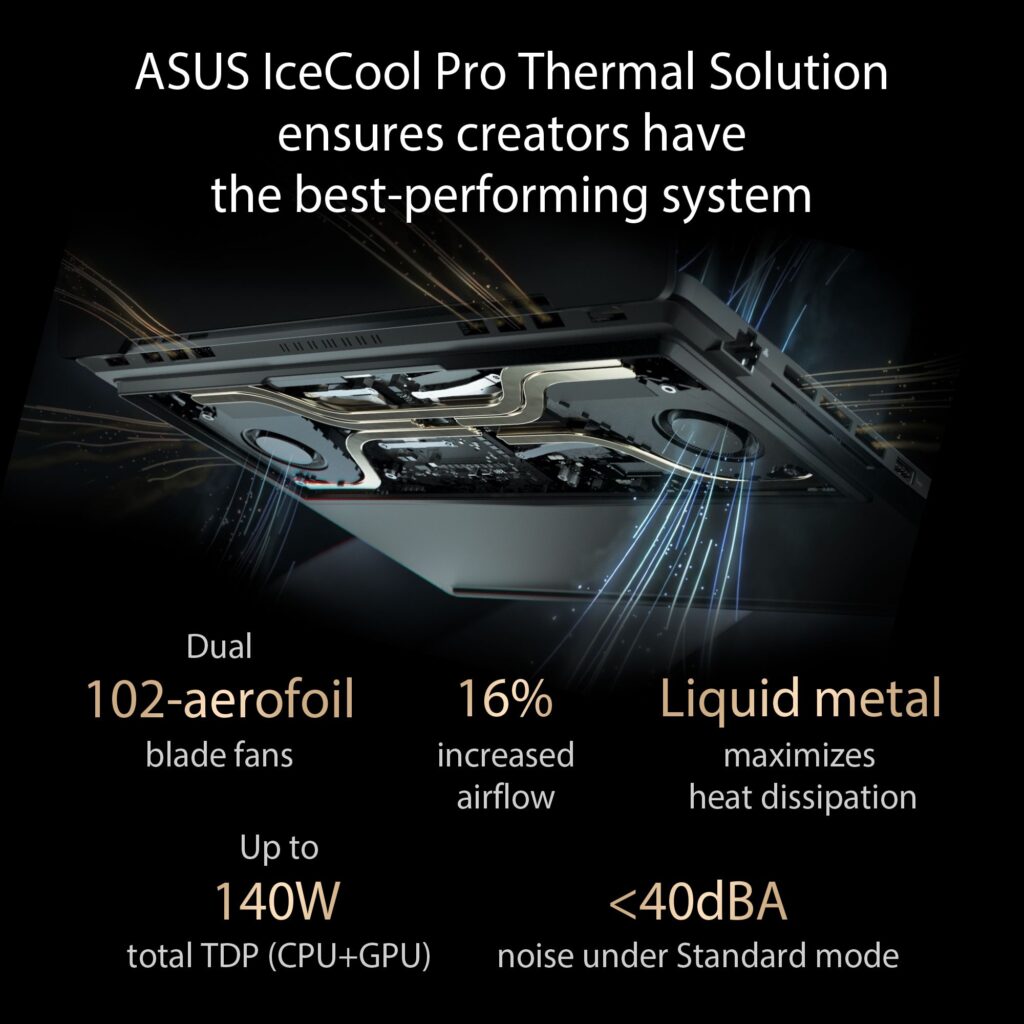 ASUS H7600ZW L911WS ProArt Studiobook 16 OLED 2022 cooling