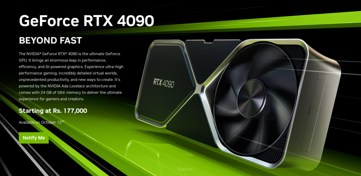 Nvidia GeForce RTX 4090, RTX 4080 16GB 12GB Price in India Announced