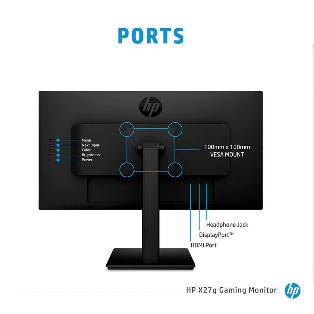 HP X27q QHD Gaming Monitor ports