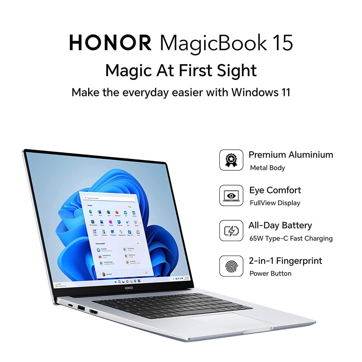 Honor MagicBook 15 BMH-WFQ9HN Launched in India ( AMD Ryzen 5 5500U / 16GB ram / 512GB SSD )