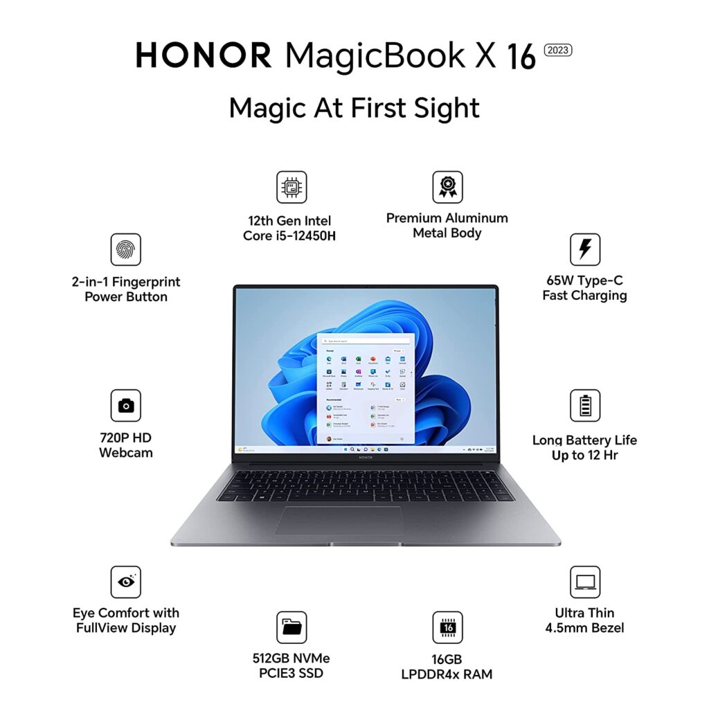 Honor MagicBook X16 2023 NDR WDH ‎BRN F56 specs
