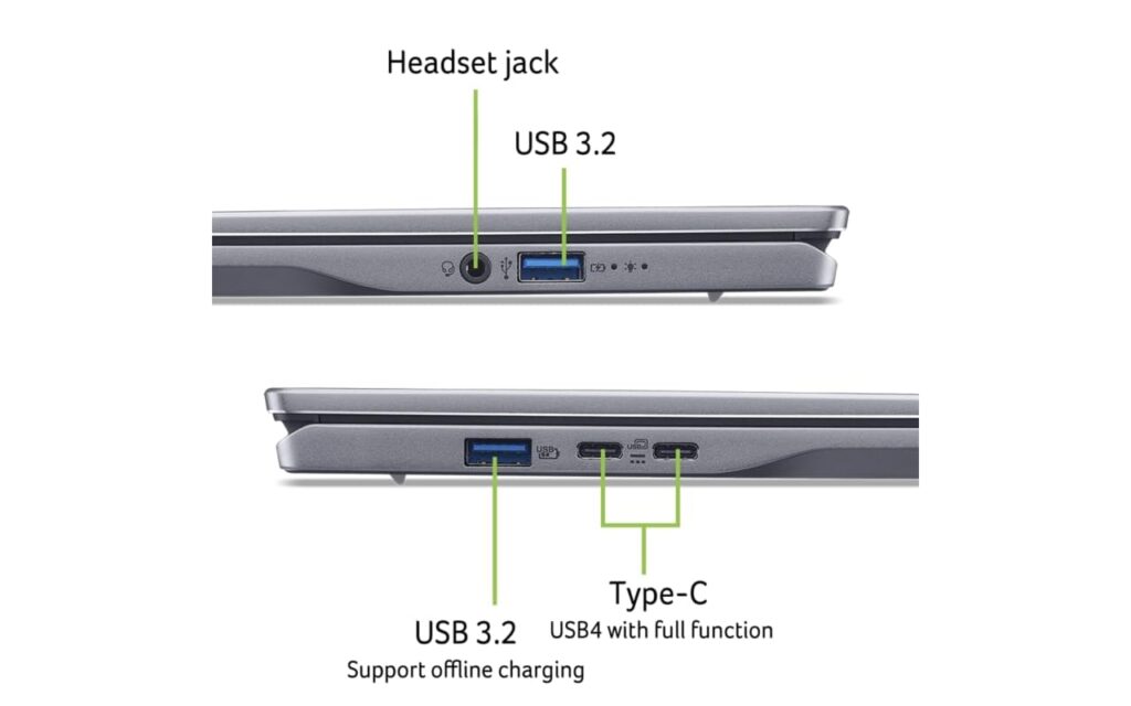 Acer Swift Go 14 ‎SFG14 01 AI PC ports
