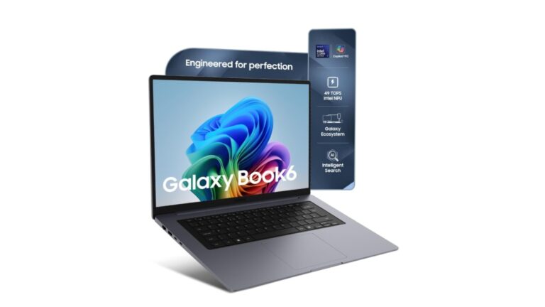 Samsung Galaxy Book6 NP760XJG-KG2 laptop in Gray with 16-inch WUXGA+ 120Hz touchscreen display, Intel Core Ultra 7 355, 16GB RAM, 512GB SSD – available on Amazon India at Rs 1,31,990