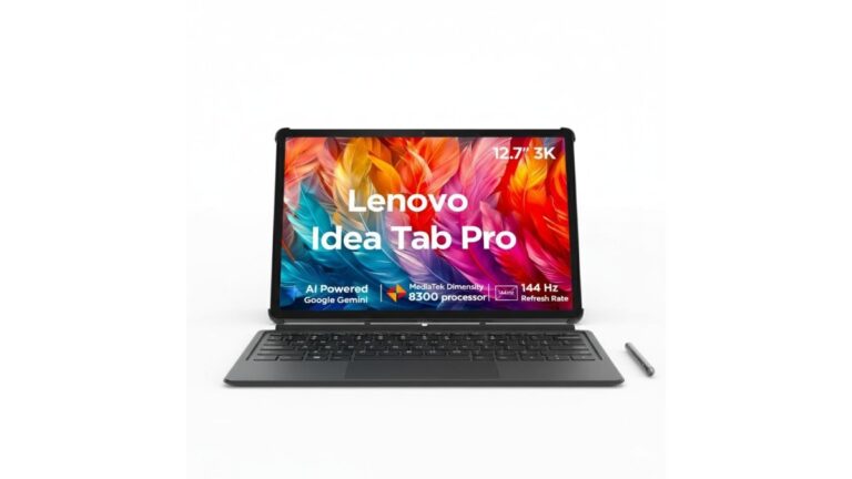 Lenovo Idea Tab Pro ZAE40228IN tablet in Luna Grey with 12.7-inch 3K 144Hz display, MediaTek Dimensity 8300, 12GB RAM, 256GB UFS 4.0, Pen Plus and Keyboard included – available on Amazon India at Rs 59,000