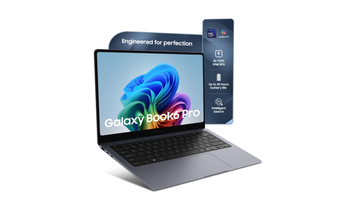 Samsung Galaxy Book6 Pro NP940XJG-KG4 laptop in Gray with 14-inch WQXGA+ Dynamic AMOLED 2X 120Hz touchscreen, Intel Core Ultra 7 356H, 16GB RAM, 1TB SSD – available on Amazon India at Rs 1,84,990