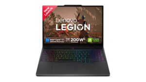 Lenovo Legion Pro 5 16IRX10 83NN0046IN AI gaming laptop in Eclipse Black with 16-inch WQXGA 240Hz IPS display, Intel Core i7-14650HX, NVIDIA RTX 5060 8GB GDDR7, 32GB DDR5, 1TB SSD, Windows 11 Home – available on Amazon India at Rs 2,02,490