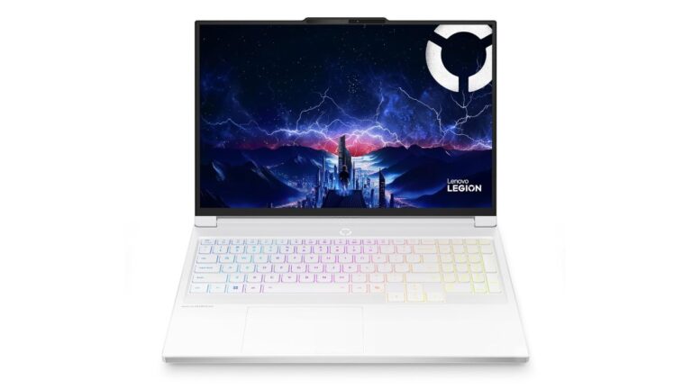 Lenovo Legion 7 16IAX10 83KY001FIN AI gaming laptop in Glacier White with 16-inch WQXGA OLED 240Hz display, Intel Core Ultra 9 275HX, NVIDIA RTX 5060 8GB GDDR7, 32GB DDR5, 1TB SSD, Windows 11 Home – available on Amazon India at Rs 2,42,490