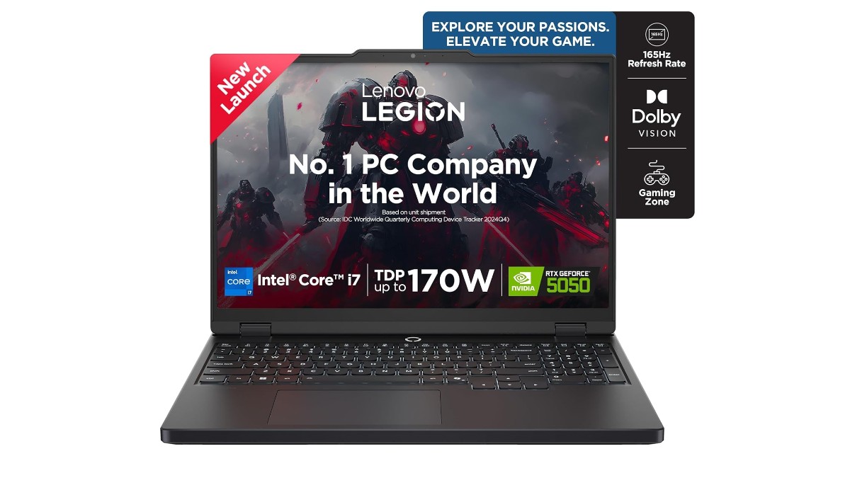 Lenovo Legion 5 2025 83LY00SUIN AI gaming laptop in Eclipse Black with 15.3-inch WUXGA IPS 165Hz display, Intel Core i7-13650HX, NVIDIA RTX 5050 8GB GDDR7, 16GB DDR5, 512GB SSD – available on Amazon India at Rs 1,58,990
