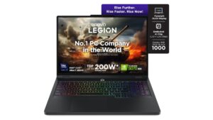 Lenovo Legion Pro 5 16IAX10 83F3009BIN AI gaming laptop in Eclipse Black with 16-inch WQXGA OLED 165Hz display, Intel Core Ultra 7 255HX, NVIDIA RTX 5070 8GB GDDR7, 32GB DDR5, 1TB SSD – available on Amazon India at Rs 2,37,490