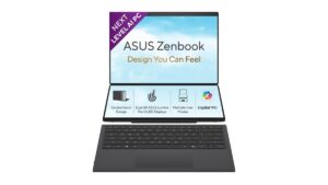 ASUS Zenbook Duo 2026 UX8407AA-SN183WS dual-screen Copilot+ PC in Moher Gray with 14-inch 3K OLED touchscreen 144Hz, Intel Core Ultra 7 355, 32GB LPDDR5X, 1TB SSD, ASUS Pen SA205H stylus included, 99Wh battery – pre-order on Amazon India at Rs 2,99,990