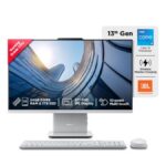 Lenovo IdeaCentre AIO 27IRH9 F0HM00W3IN compact desktop PC in Cloud Grey with 27-inch FHD IPS touchscreen, Intel Core i5-13420H, 24GB RAM, 1TB SSD, and built-in wireless charger – available on Amazon India at Rs 1,02,990