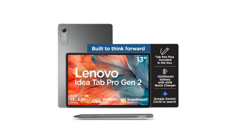 Lenovo Idea Tab Pro Gen 2 ZAHD0731IN tablet in Luna Grey with 13‑inch 3.5K LCD display – available on Amazon India at Rs 39,999
