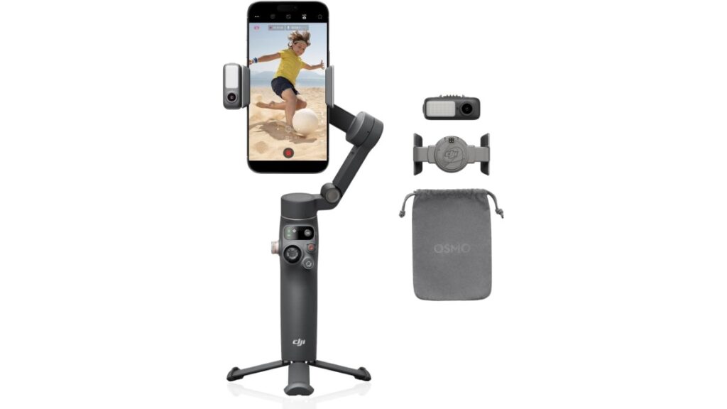 DJI Osmo Mobile 8P smartphone gimbal (6937224142947) in use with built-in extension rod and Osmo FrameTap touchscreen – available on Amazon India at Rs 13,990