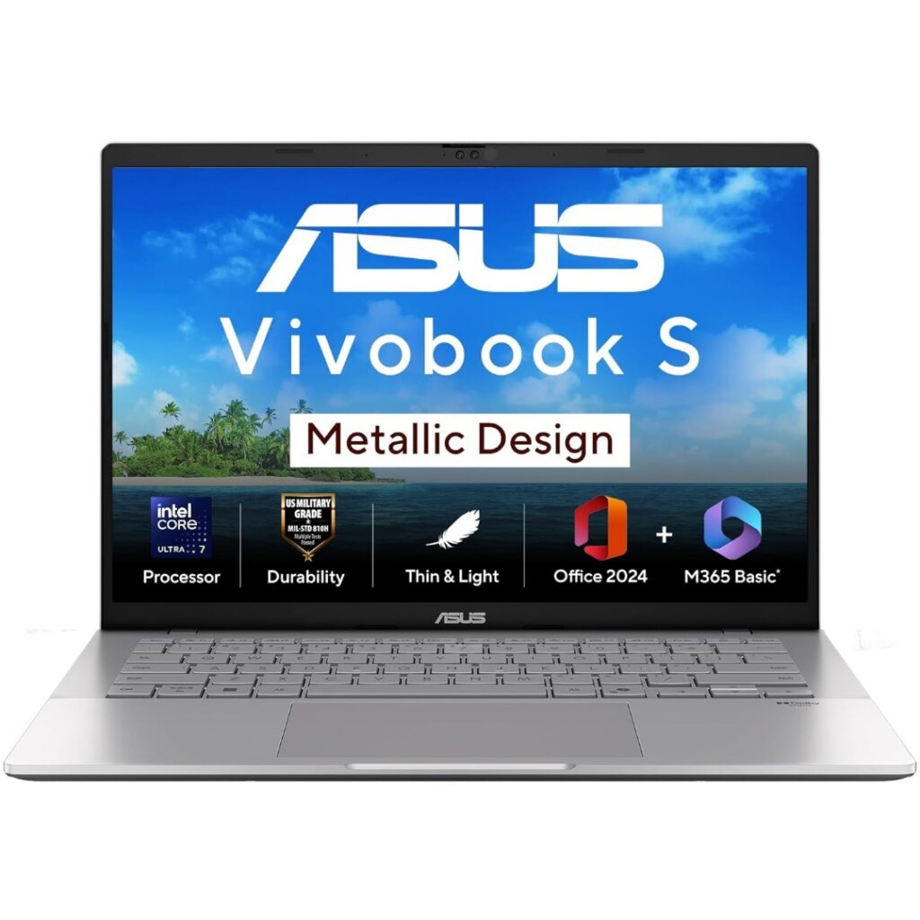 [ Amazon India | Launch Price: Rs 94,926 ] ASUS Vivobook S14 S3407CA-LY084WS Laptop | Specs: Intel Core Ultra 7 255H (16GB DDR5 / 512GB SSD / 14-inch WUXGA 300 Nits 60Hz / Intel Arc iGPU / Windows 11 Home / MSO 365 Basic 1Yr + Office Home 2024 / Cool Silver / 1.40 Kg)