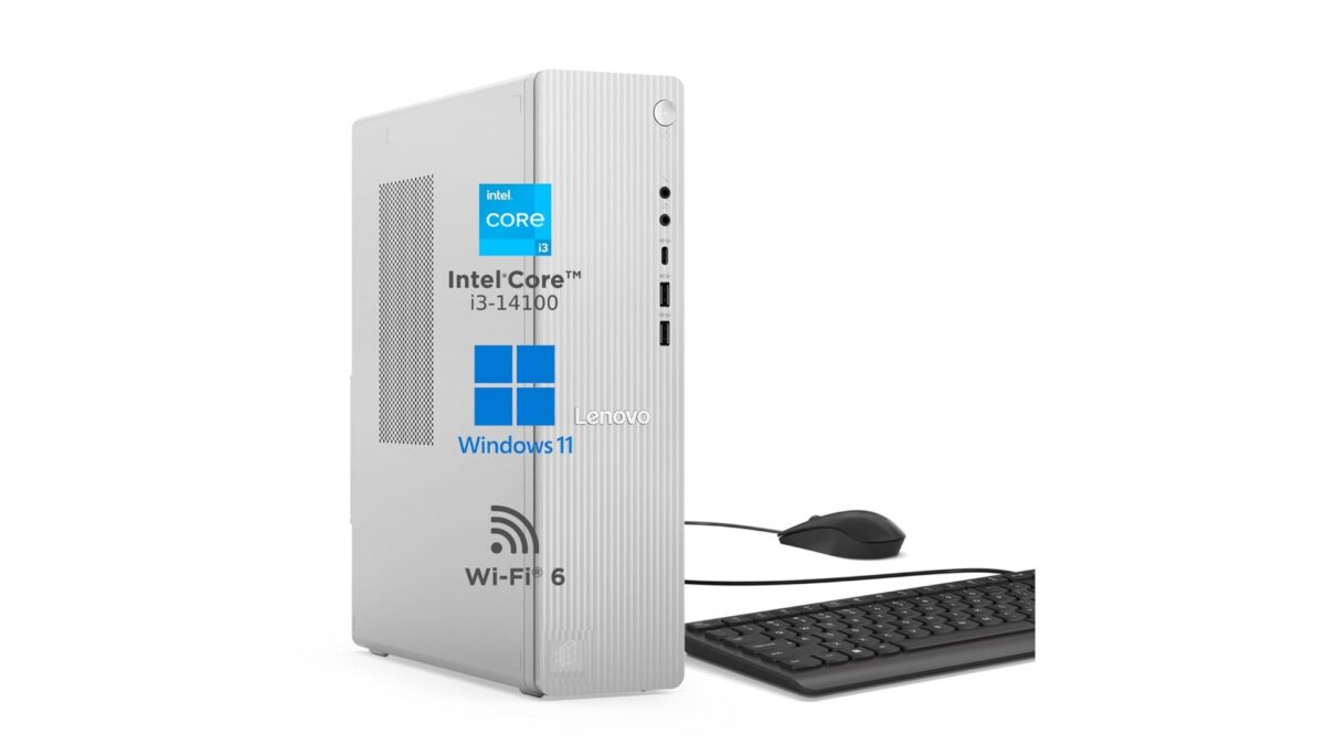 Lenovo IdeaCentre Tower 90XS007LIN desktop PC in Grey with Intel Core i3-14100 and 8GB RAM – available on Amazon India at Rs 77,399
