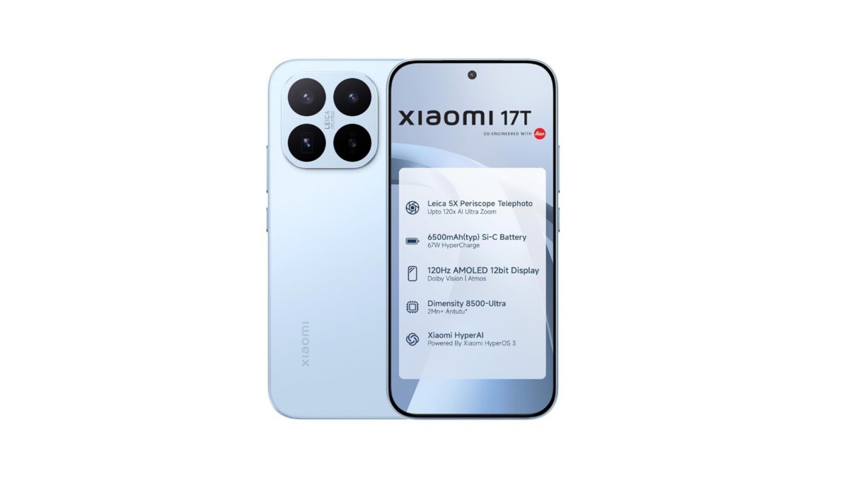 Xiaomi 17T smartphone in Blue with 6.59-inch 120Hz AMOLED display, Leica 5X optical zoom camera, 12GB RAM, 512GB storage, 6500mAh battery – available on Amazon India at Rs 64,999