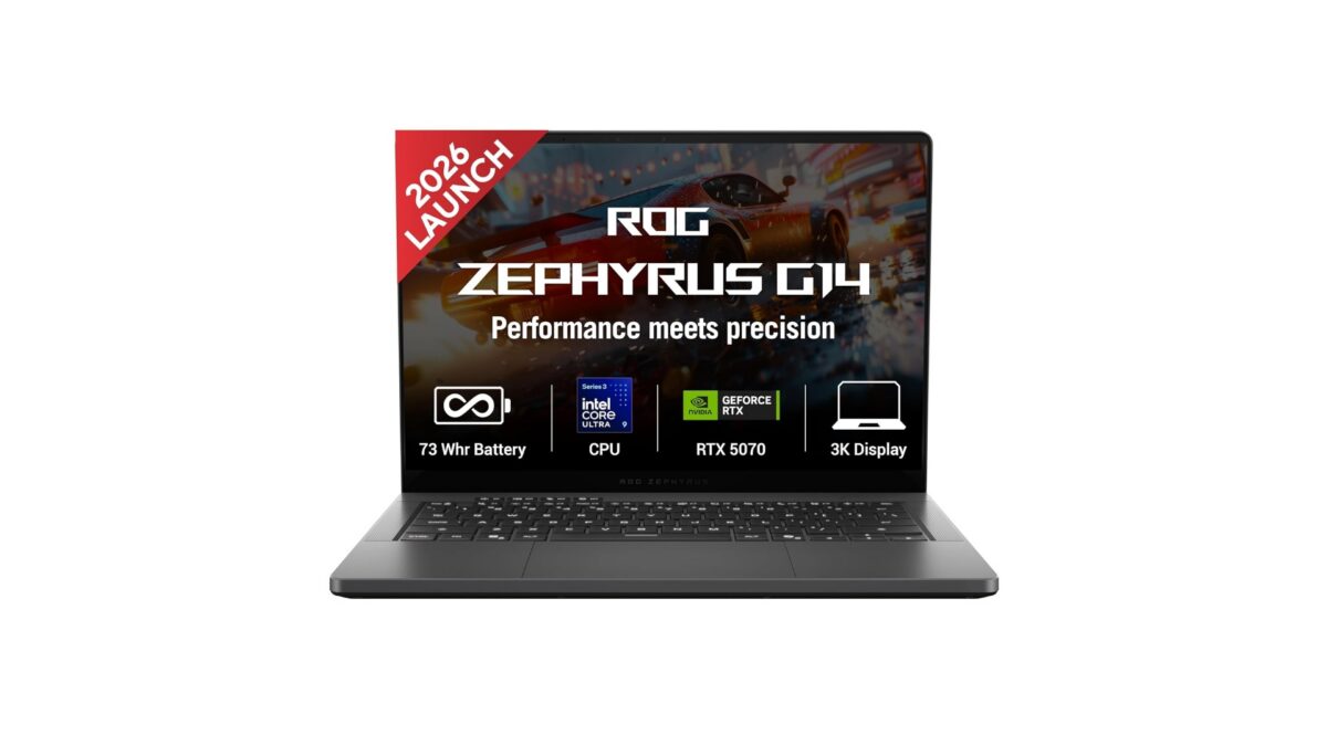 ASUS ROG Zephyrus G14 GU405AP-SY041WS gaming laptop in Gray with 14-inch 3K OLED display, Intel Core Ultra 9 386H processor, RTX 5070 graphics, 32GB RAM, 1TB SSD – available on Amazon India at Rs 3,59,990