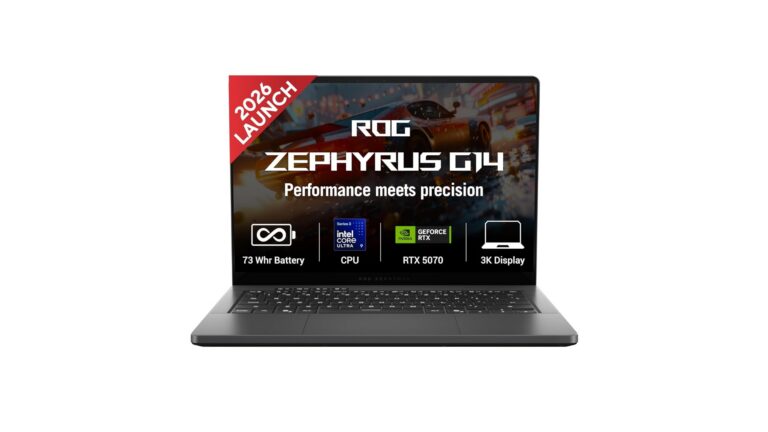 ASUS ROG Zephyrus G14 GU405AP-SY041WS gaming laptop in Gray with 14-inch 3K OLED display, Intel Core Ultra 9 386H processor, RTX 5070 graphics, 32GB RAM, 1TB SSD – available on Amazon India at Rs 3,59,990