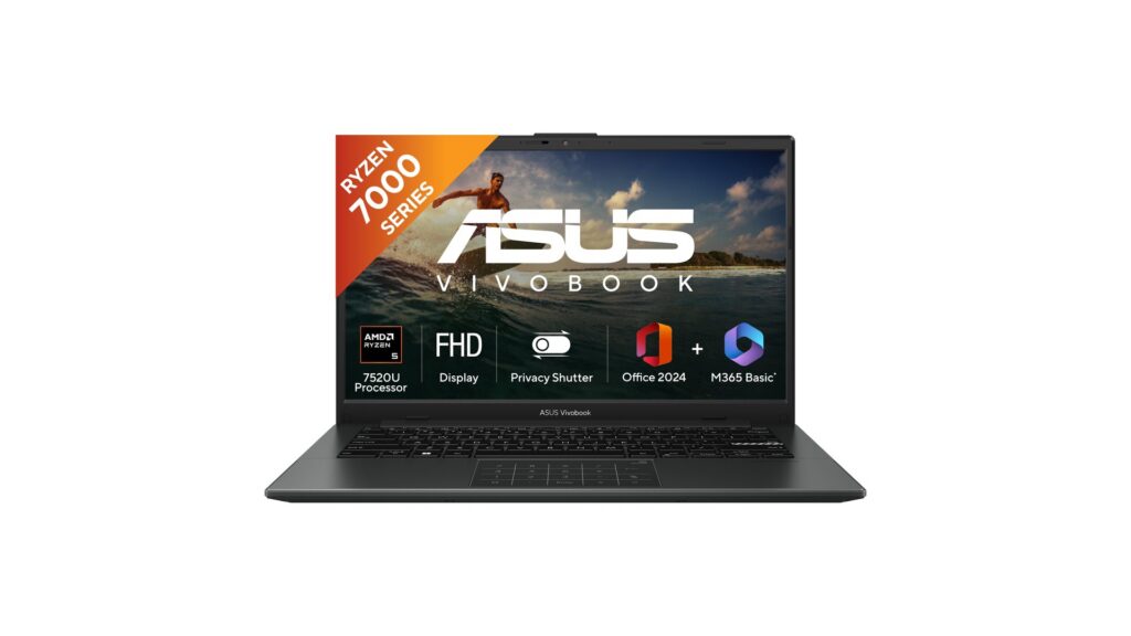 ASUS Vivobook Go 14 E1404FA-EB774WS laptop in Mixed Black with 14-inch FHD display, AMD Ryzen 5 7520U processor, 16GB RAM, 512GB SSD – deal price on Amazon India at Rs 47,990