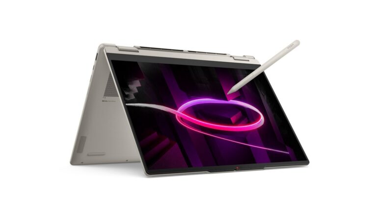 Lenovo Yoga 7 2-in-1 14AGP11 83TD007WIN convertible laptop in Seashell with 14-inch WUXGA OLED touchscreen, AMD Ryzen AI 7 445, 16GB RAM, 512GB SSD – available on Amazon India at Rs 1,36,990