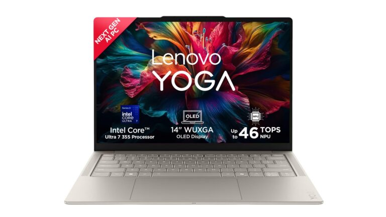 Lenovo Yoga Slim 7 Aura Edition 14IPH11 83QM0048IN laptop in Seashell with 14-inch WUXGA OLED display, Intel Core Ultra 7 355, 16GB RAM, 512GB SSD – available on Amazon India at Rs 1,60,990