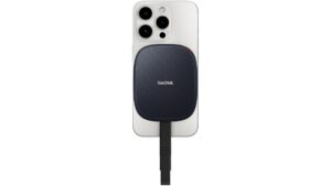 SanDisk Creator Phone SSD in Black, MagSafe-compatible external SSD attached to a USB-C smartphone, up to 1000 MB/s read speed, 1TB and 2TB capacities – available on Amazon India at Rs 17,999 and Rs 26,999