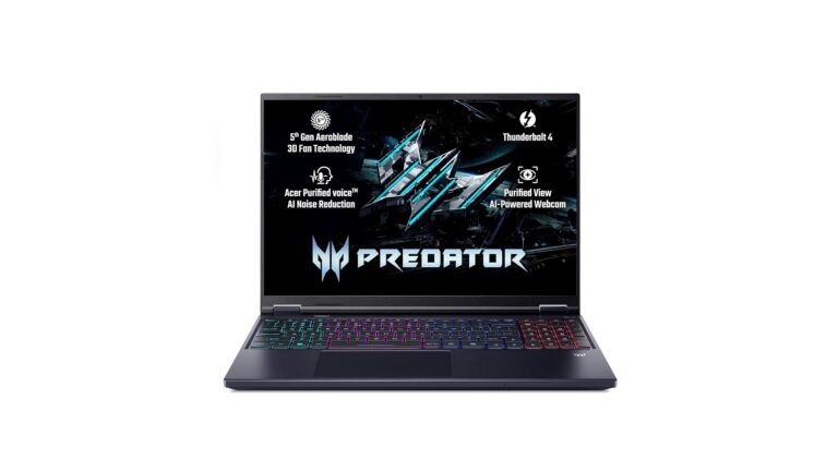 Acer Predator Helios Neo 16 AI PHN16-I71 gaming laptop in Abyss Black with 16-inch WQXGA 240Hz IPS display, Intel Core Ultra 9 290HX Plus, RTX 5070 8GB GDDR7, 16GB DDR5, 1TB SSD - listed on Amazon India at Rs 3,30,999
