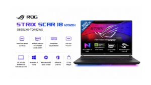 ASUS ROG Strix Scar 18 2026 G835LXG-TQ492WS gaming laptop in Off Black with 18-inch 4K Mini LED 240Hz display, Intel Core Ultra 9 290HX Plus, RTX 5090 24GB, 64GB RAM, 2TB SSD, Windows 11 - available on Amazon India at Rs 6,99,990