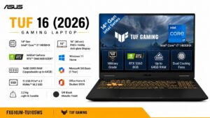 ASUS TUF 16 2026 FX610JM-TU105WS gaming laptop in Off Black with 16-inch FHD+ 144Hz display, Intel Core i7-14650HX, RTX 5060 8GB GDDR7, 16GB DDR5, 512GB SSD - available on Amazon India at Rs 2,19,990