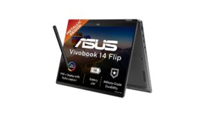 ASUS Vivobook 14 Flip (2026) TP3407AA-SG123WS 2-in-1 laptop in Gray with 14-inch WUXGA OLED touch display with stylus support, Intel Core Ultra 7 355, 16GB RAM, 512GB SSD, available on Amazon India at Rs 1,79,990