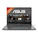 ASUS Vivobook S14 (2026) S5452MA-TM197WS laptop in Matte Gray (also sold as S5452MA-TM198WS in Cool Silver) with 14-inch WUXGA anti-glare display, Intel Core 7 350, 16GB RAM, 512GB SSD, available on Amazon India at Rs 1,18,990