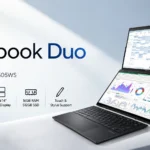 ASUS Zenbook Duo 2026 UX8406CA-QL505WS dual-screen laptop with dual 14-inch OLED displays, Intel Core Ultra 9 285H, 16GB RAM and 512GB SSD.
