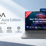 Lenovo Yoga Slim 7 Aura Edition 83JX00ENIN laptop with Intel Core Ultra 5 226V, 14-inch WUXGA OLED display, 16GB RAM and 512GB SSD.