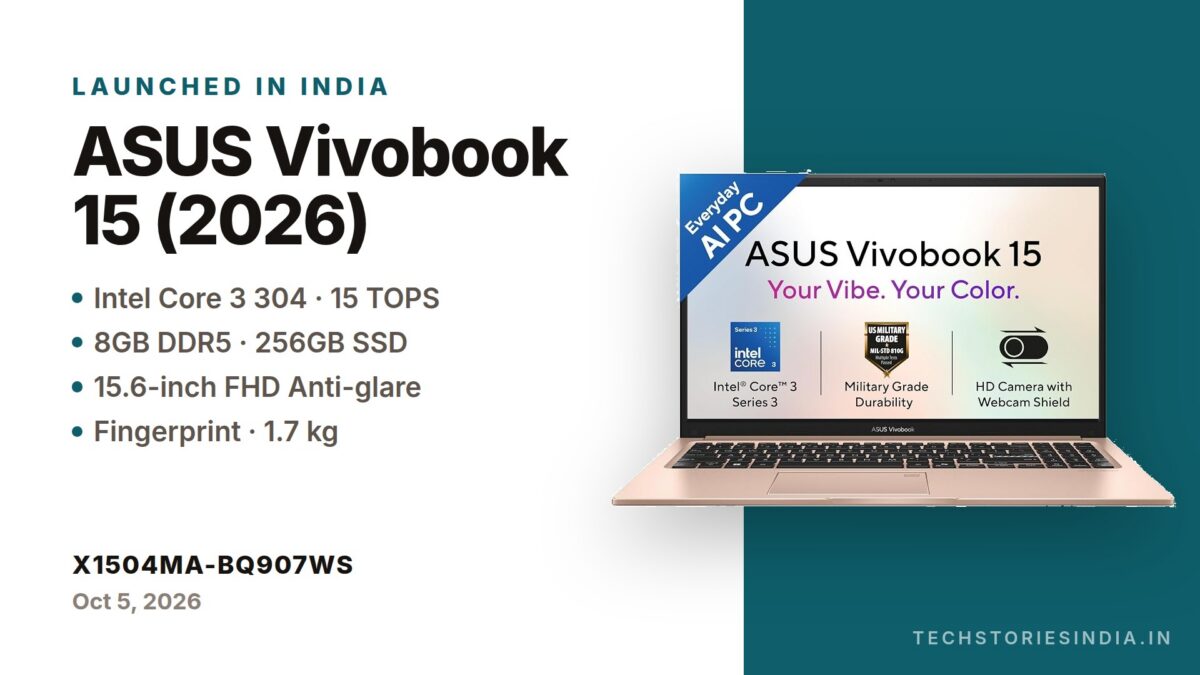 ASUS Vivobook 15 (2026) X1504MA-BQ907WS laptop in Terra Cotta with 15.6-inch FHD anti-glare display, Intel Core 3 304, 8GB DDR5, 256GB SSD and fingerprint sensor, available on Amazon India at Rs 55,990
