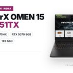 HP HyperX OMEN 15 ga0251TX (DV9L9PA) gaming laptop in Black with 15.3-inch 2.5K 180Hz display, Intel Core Ultra 9 275HX, RTX 5070 8GB GDDR7, 16GB DDR5 and 1TB SSD, available on Amazon India at Rs 2,81,740