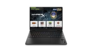 HP HyperX OMEN 15 gb0204AX DT5D2PA gaming laptop in Black with 15.3-inch 2.5K 180Hz display, AMD Ryzen 7 8745HX and RTX 5050 8GB, available on Amazon India at Rs 1,82,990