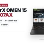 HP HyperX OMEN 15 gb0207AX (DV9M0PA) gaming laptop in Black with 15.3-inch 2.5K 180Hz display, AMD Ryzen 9 8940HX, RTX 5060 8GB GDDR7, 16GB DDR5 and 1TB SSD, available on Amazon India at Rs 2,38,175