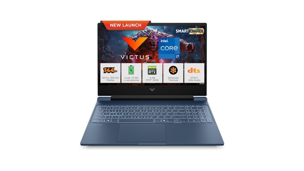 HP Victus 15 fa2805TX E71KRPA gaming laptop in Blue with 15.6-inch FHD 144Hz display, Intel Core i7-13620H and RTX 4050 6GB, available on Amazon India at Rs 1,58,184