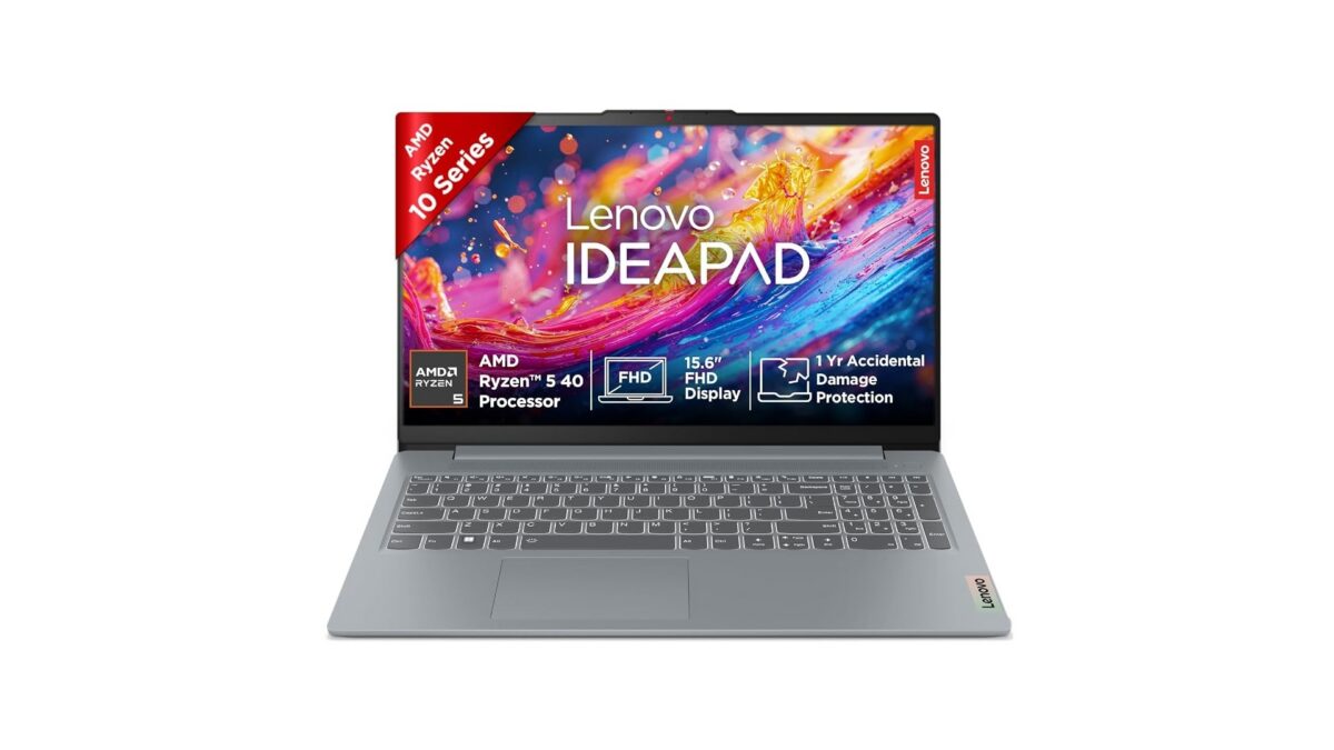 Lenovo IdeaPad Slim 3 82XQ01S0IN laptop in Arctic Grey with 15.6-inch FHD display, AMD Ryzen 5 40, 16GB RAM and 512GB SSD, available on Amazon India at Rs 77,990