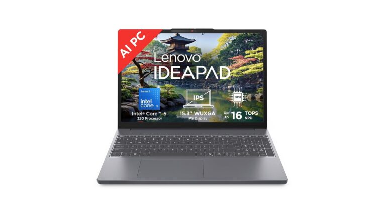 Lenovo IdeaPad Slim 3 (2026) 83RR00MRIN laptop in Luna Grey with 15.3-inch WUXGA IPS display, Intel Core 5 320, 16GB DDR5 RAM and 512GB SSD