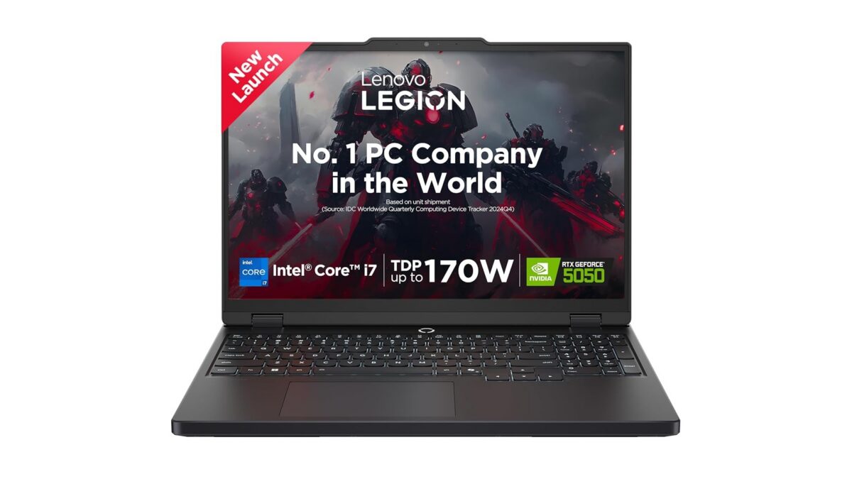 Lenovo Legion 5 15IRX10 83LY0105IN gaming laptop in Eclipse Black with 15.3-inch WUXGA 165Hz display, Intel Core i7-13650HX and RTX 5050 8GB, available on Amazon India at Rs 1,88,890