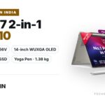 Lenovo Yoga 7 2-in-1 14ILL10 83JQ00K8IN convertible laptop in Seashell with 14-inch WUXGA OLED touch display, Intel Core Ultra 7 256V, 16GB RAM, 512GB SSD and Yoga Pen, available on Amazon India at Rs 1,63,990