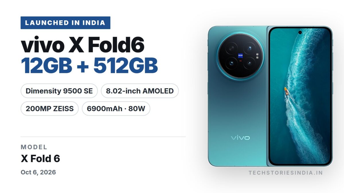 vivo X Fold6 foldable smartphone in Nebula Teal with 8.02-inch AMOLED main display, 200MP ZEISS triple camera and Dimensity 9500 Super Edition, available on Amazon India at Rs 2,19,999